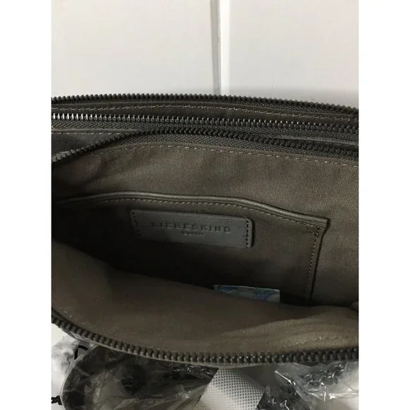 NWT liebeskind berlin small Crossbody handbag Annett Grey Leather Zip Detail - Picture 6 of 9